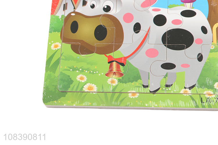 Factory wholesale cartoon cow educational jigsaw wooden puzzle