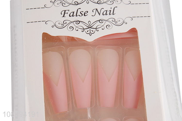Wholesale trendy design long coffin false nails full cover fake nails