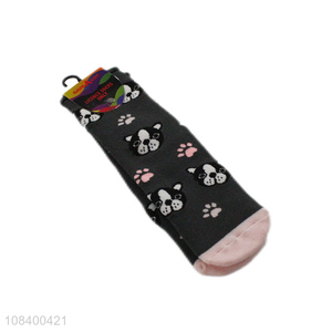 Cute design animal printed girls crew socks for sale