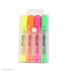 Factory price 4pieces school office highlighter pen for sale