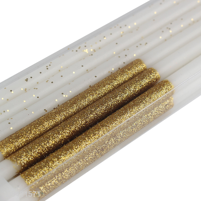 Hot Selling 12 Gold Powder Birthday Candles for Cake