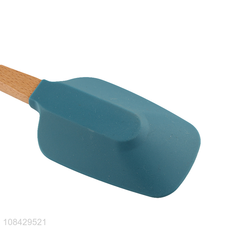 Wholesale natural wooden handle silicone spoon spatula flexible scrapers