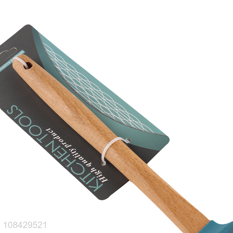 Wholesale natural wooden handle silicone spoon spatula flexible scrapers