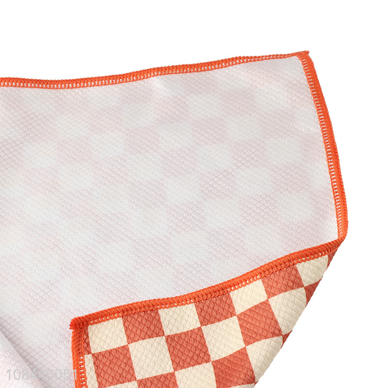 Hot sale checked printed microfiber cleaning cloths all-purpose microfiber cloths