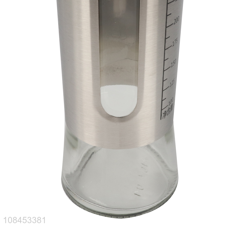 OEM ODM stainless steel glass liquid condiment container oil bottle with scale