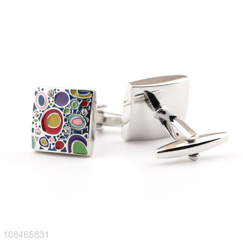 Factory price color stoving varnish diamante cufflinks