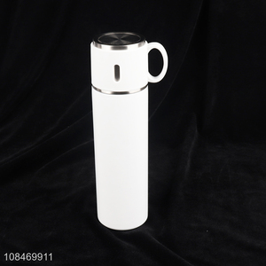 Good quality white stainless steel vacuum cup water mug with handle