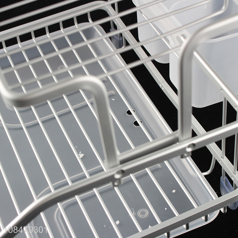 Best quality heavy duty aluminum wire dish rack with utensils holder