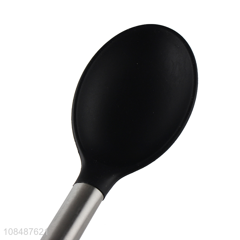 Factory price heat resistant silicone soup ladle with stainless steel handle