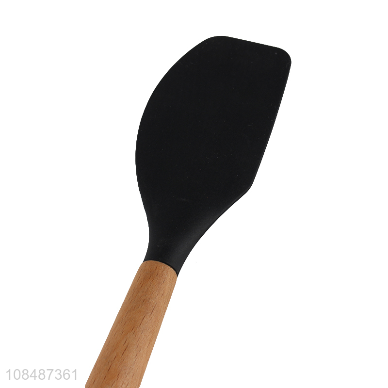 Wholesale non-stick silicone spatula scraper with nylon core & wooden handle