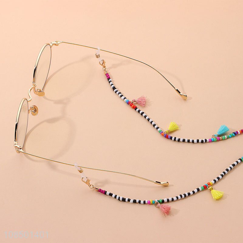 High quality ladies charm color tassel beaded glasses chain