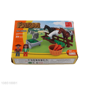 Online wholesale children farm series building block toys