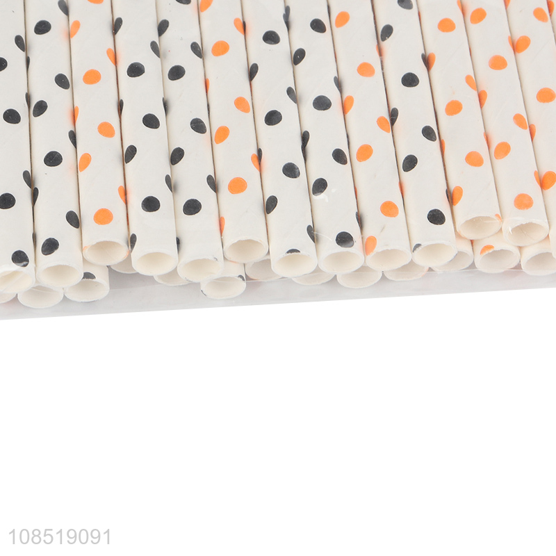 Yiwu market polka dot paper straws disposable non-toxic drinking straws