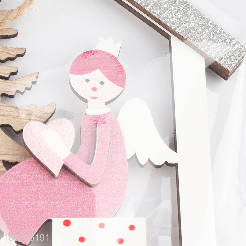 Wholesale hollow laser cut wooden ornament for Xmas tree decoration