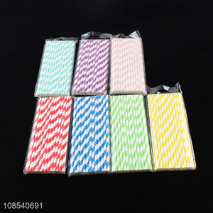 Wholesale diagonal striped printed disposable food grade paper straws