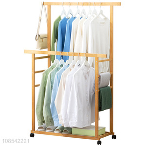 Bottom price multi-function rolling bamboo clothing rack garment rack