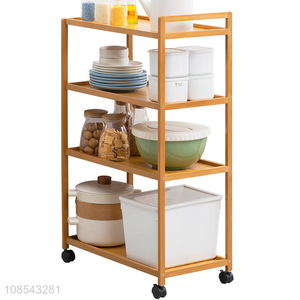 Wholesale multi-function bamboo kitchen cart kitchen trolley with wheels