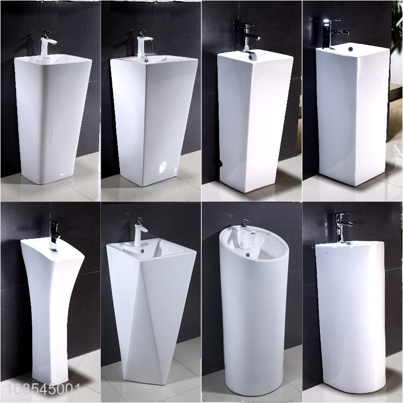 Factory supply hotel villa ceramic pedestal sink porcelain bathroom sink