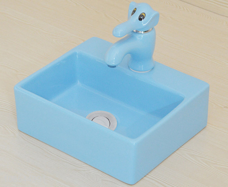 High quality colorful short ceramic vessel sink for kids boys girls