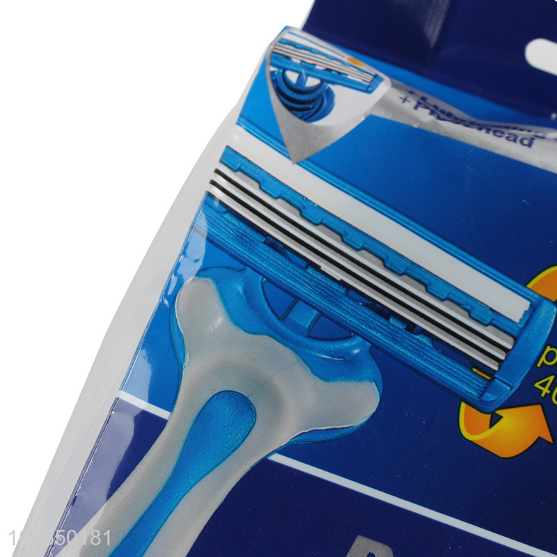 Online wholesale pivoting head disposable triple blade razor