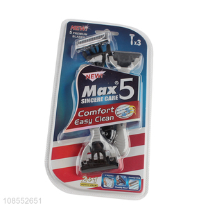 New product 5 blades disposable razors with lubricating strip