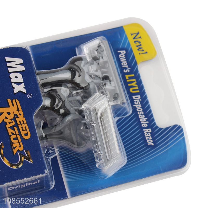 Popular product 3 blades disposable razors with lubricating strip