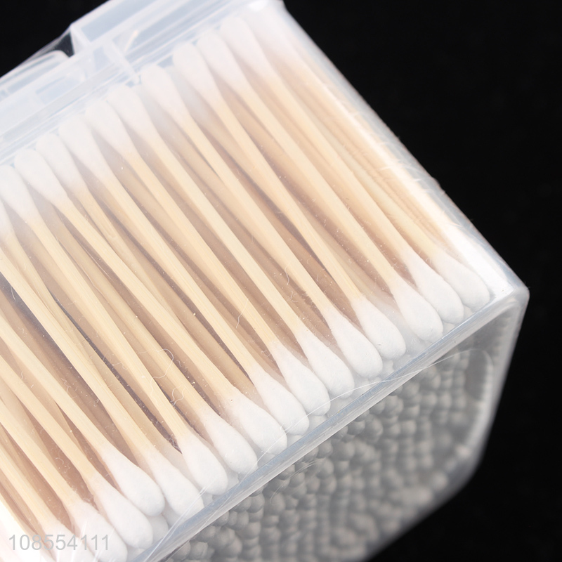 High quality 500pcs natural organic bamboo cotton swabs cotton buds