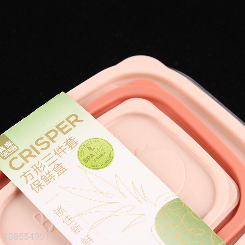 China factory 3pieces plastic crisper preservation box for sale