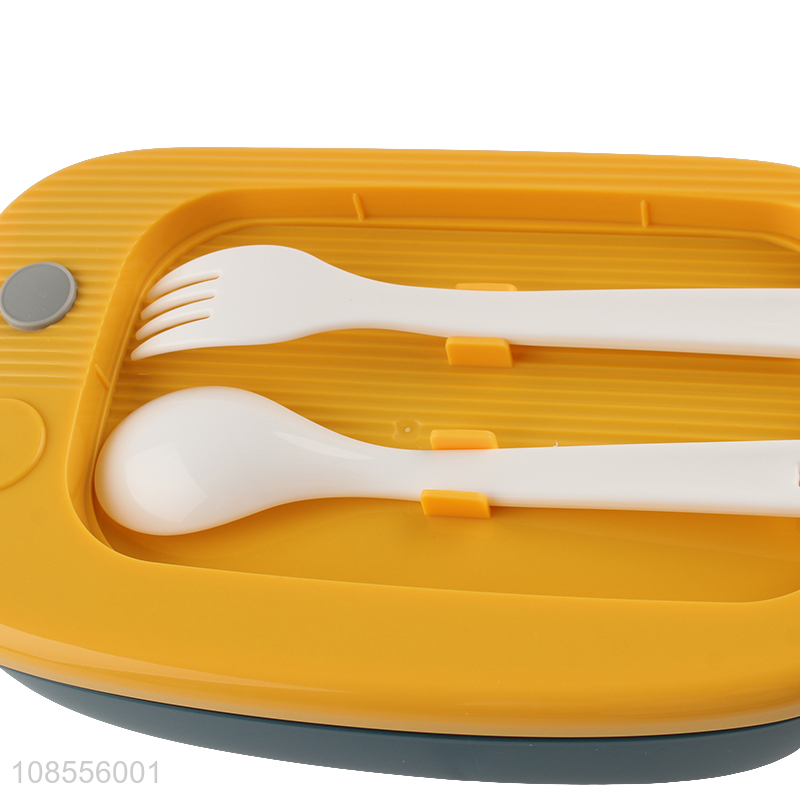 Wholesale food grade plastic 2-compartment bento box with spoon & fork