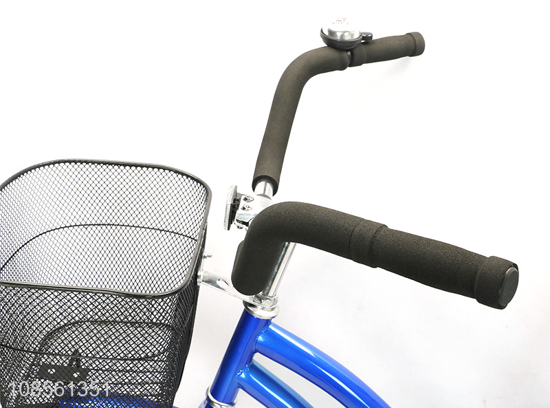 High quality 26 inch high-carbon steel frame variable speed beach bike with basket