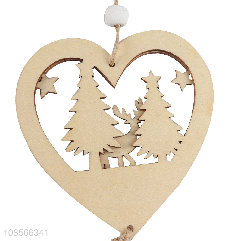 Hot items wooden heart shape christmas hanging ornaments