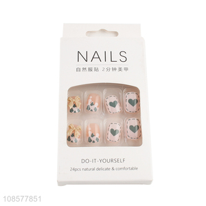 Popular products heart pattern natural fake nail for nail decoration