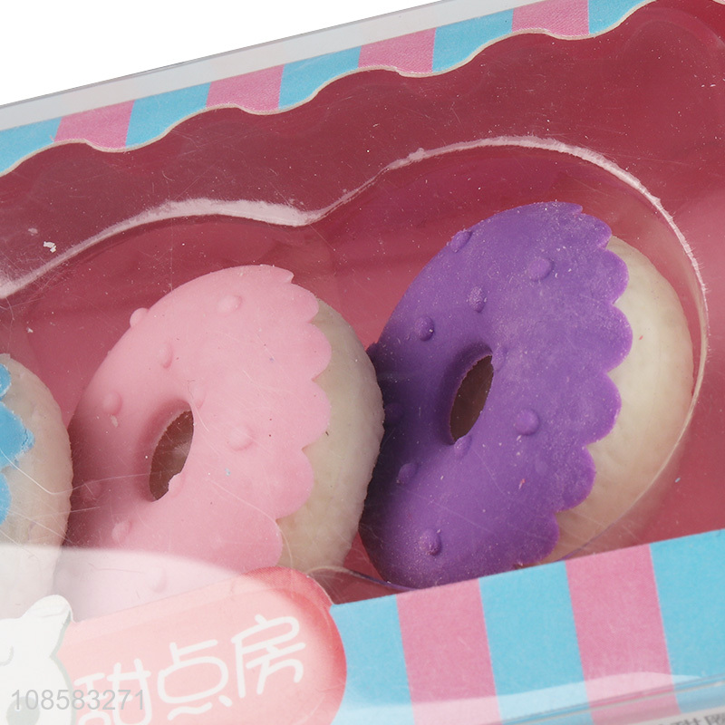 Wholesale cute donut eraser set non-toxic erasers for kids