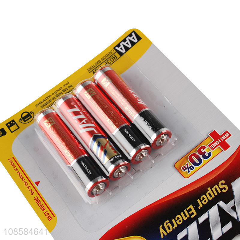 Wholesale cheap 4 pieces 1.5V AAA carbon-zinc batteries