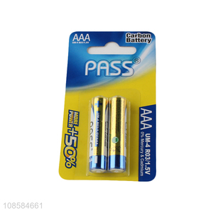 Popular products 2 pieces 1.5V AAA carbon-zinc batteries