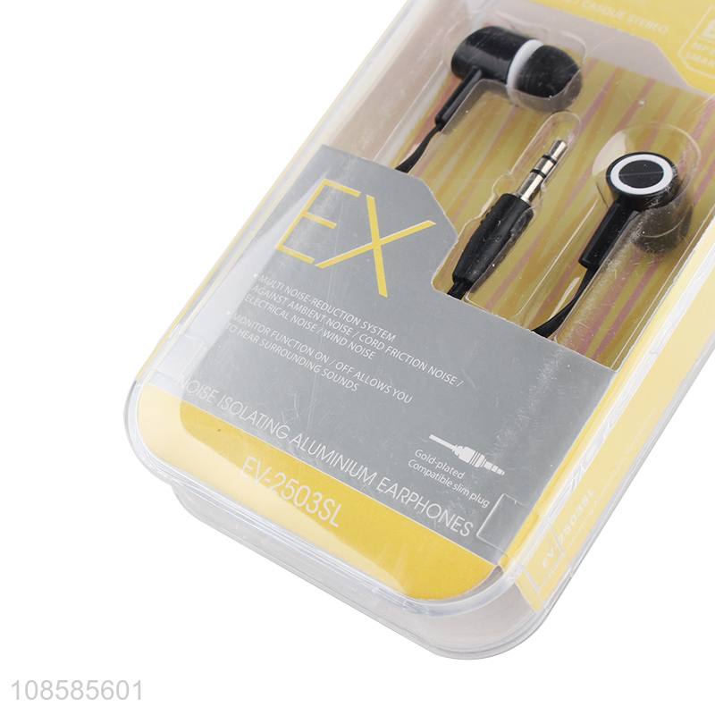 Factory price black noise isolating aluminum earphones