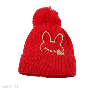 China factory red children winter knitted hat beanies for sale