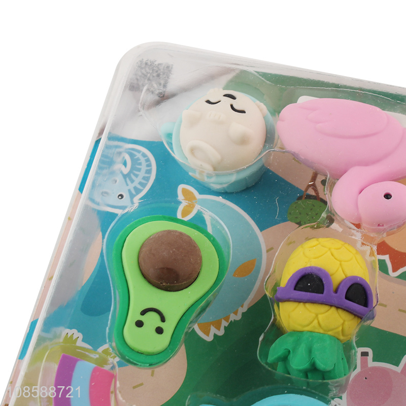 Top quality cartoon children students eraser set for stationery