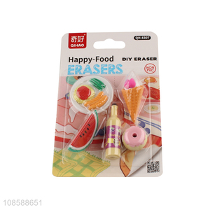 Top selling food shape school office stationery eraser set