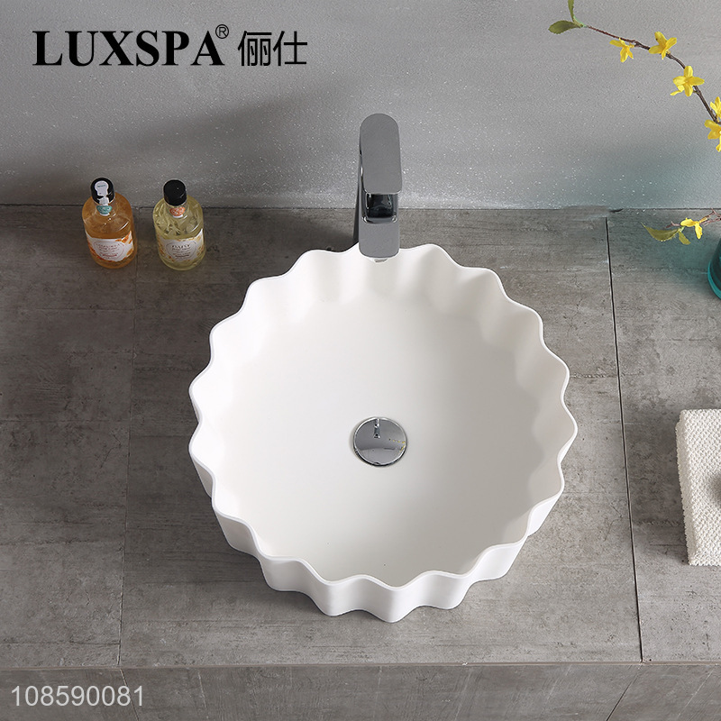 New design artificial stone vessel sink above counter sink