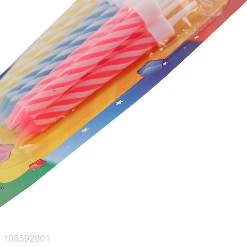 Wholesale 12pcs birthday candles spiral birthday candle with base