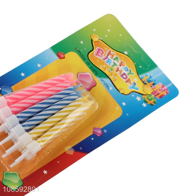 Wholesale 12pcs birthday candles spiral birthday candle with base