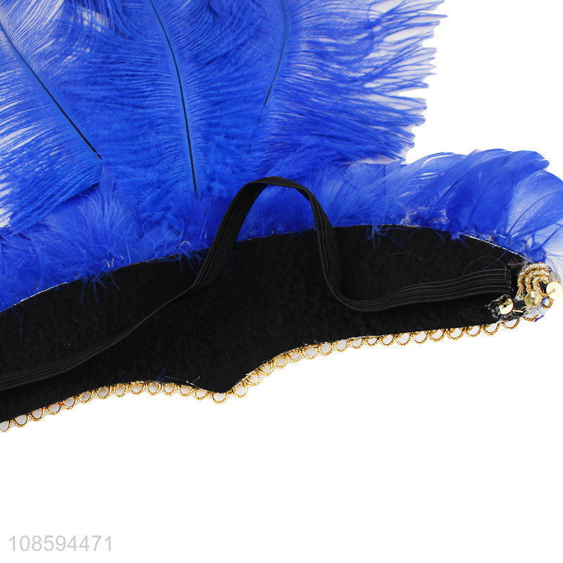 Factory price blue party supplies feather headdress for sale