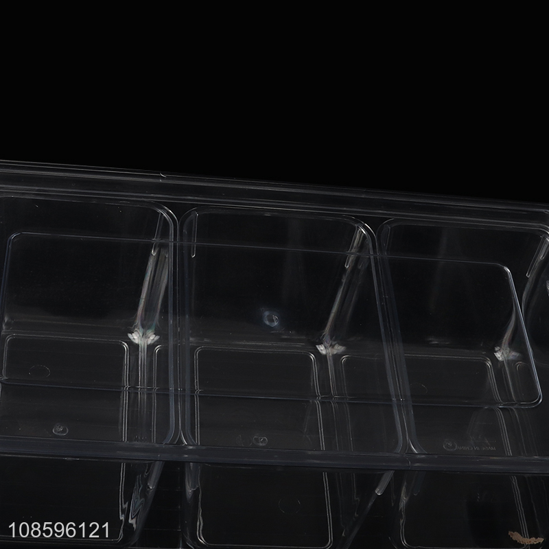 High quality transparent 3-compartment plastic refrigerator storage box