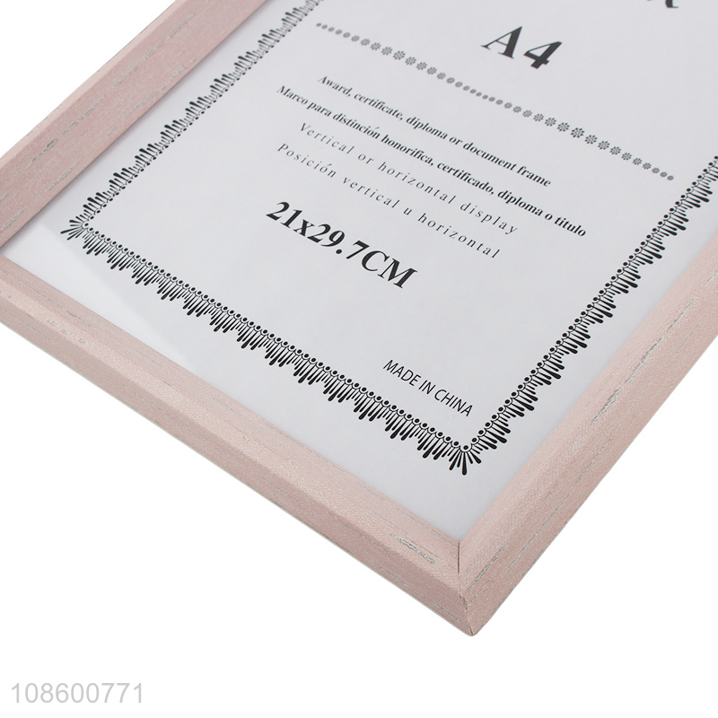 High quality A4 certificate document frame without stand