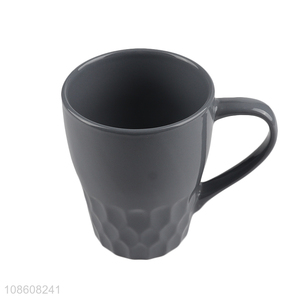 Wholesale glazed ceramic mugs embossed coffee mugs with handle