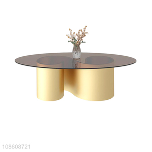 Wholesale metal frame tempered glass end table living room tea table