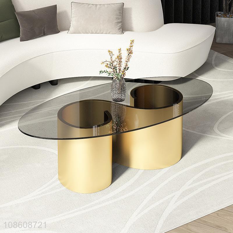 Wholesale metal frame tempered glass end table living room tea table