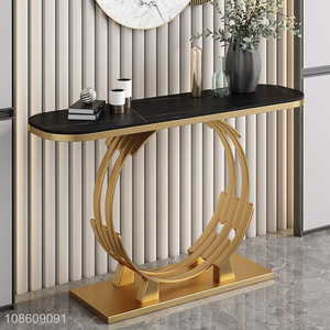 Good price durable narrow long metal frame marble console table