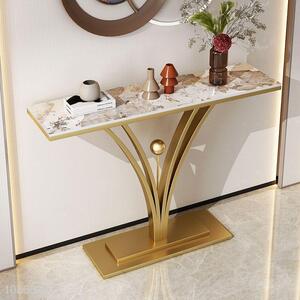 Best sale gold metal frame marble console table for entryway